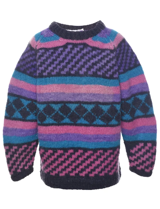 Wool Multi-colour Jumper - XL Solid Print Embellished