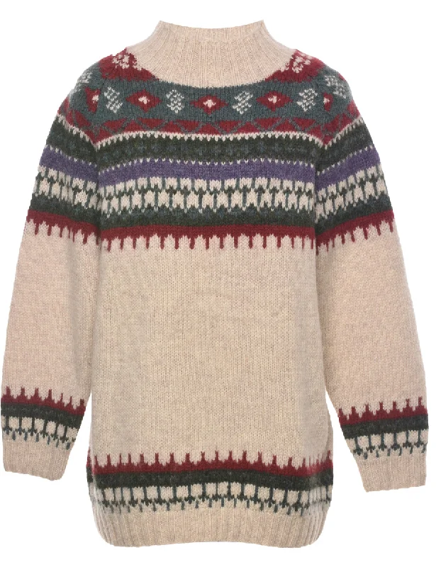 Wool Nordic Jumper - M Chenille Blend Fleece Blend Nylon Blend