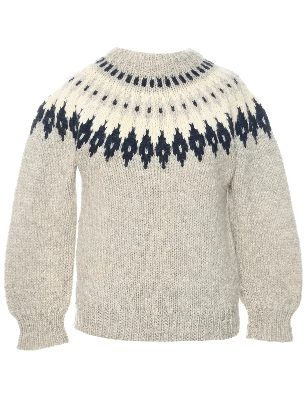 Wool Nordic Jumper - M Glossy Satin Silk