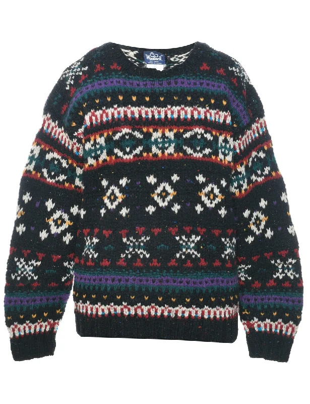 Woolrich Patterned Jumper - L Terry Terry Cloth Terry Knit