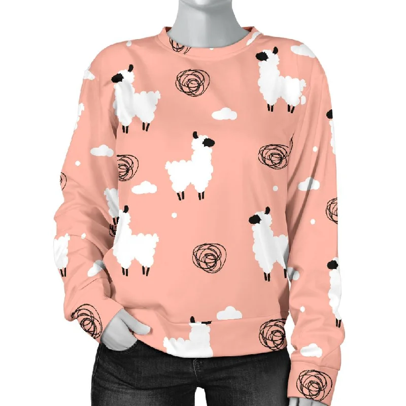 Alpaca Pink Pattern Print Women's Sweatshirt Hoodie with Tie-Dye Psychedelic Retro