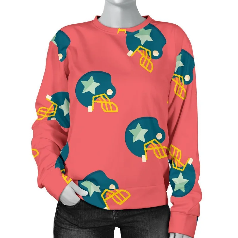 American Football Pattern Print Women's Sweatshirt Hoodie with Embroidery Detailed Premium