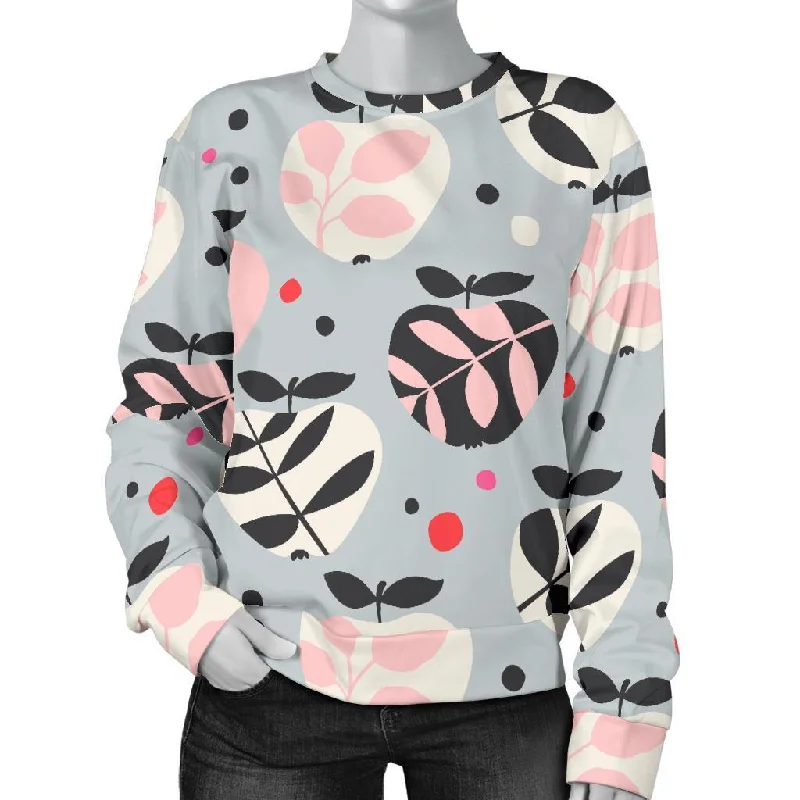 Apple Print Pattern Women's Sweatshirt Hooded Sweatshirt Casual Wear Street Style