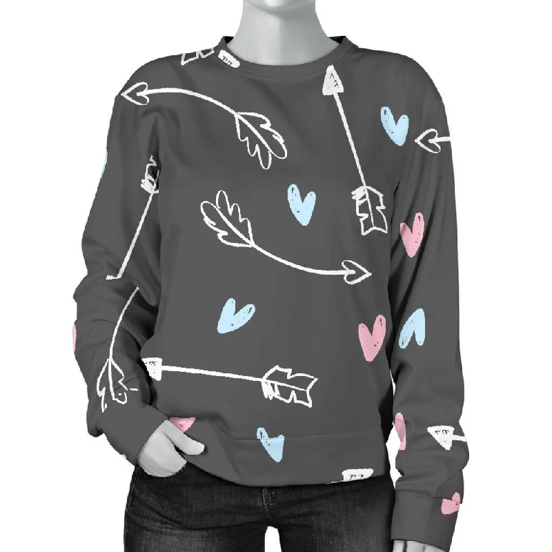 Archery Heart Pattern Print Women's Sweatshirt Hoodie with Hood Adjustable Protection