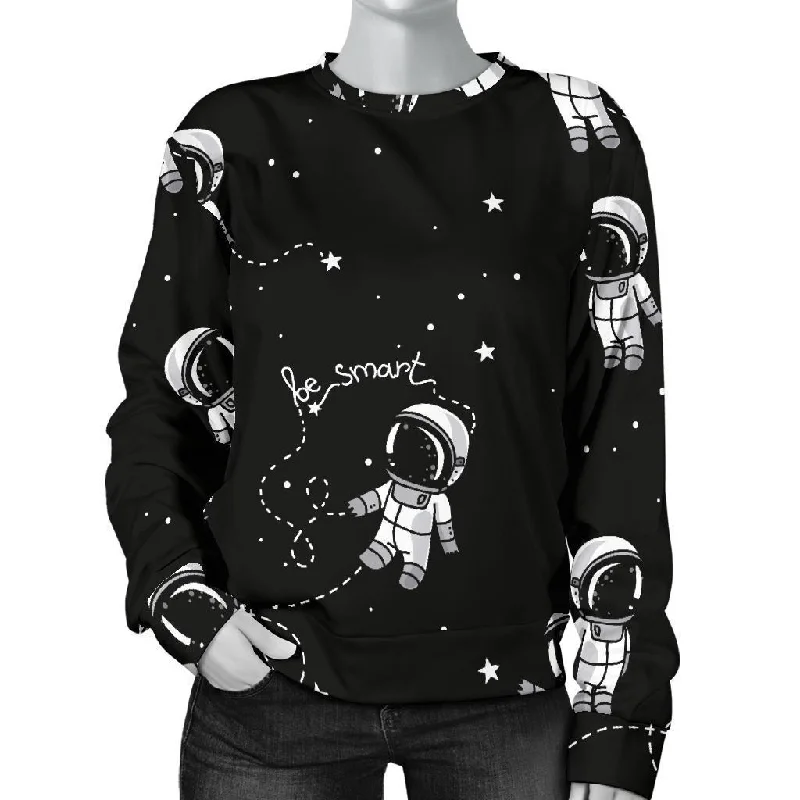 Astronaut Pattern Print Women's Sweatshirt Hoodie with Batwing Sleeves Loose Dramatic