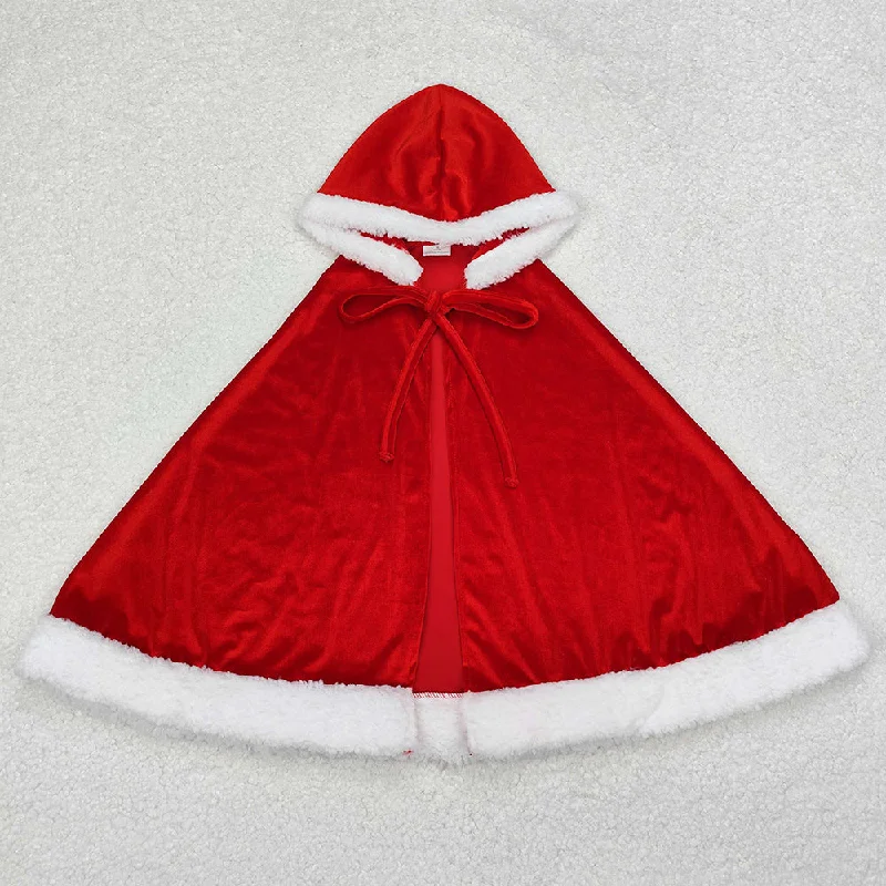 Baby Girls Cloak Christmas Red Velvet Hooded Tops Cloak GLD0726 Hoodie with V-Neck Classic Versatile