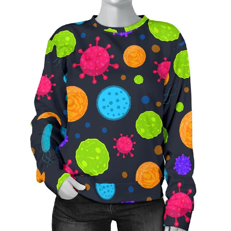 Bacteria Virus Pattern Print Women's Sweatshirt Hoodie with Emblem Brand Identity