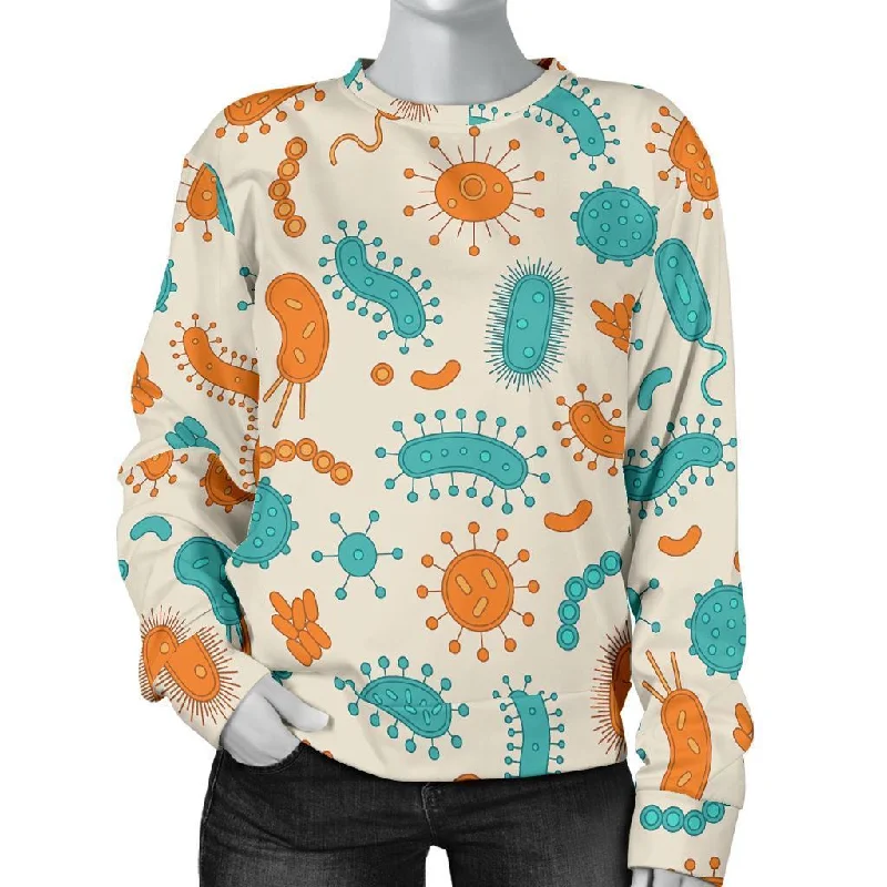 Bacteria Virus Print Pattern Women's Sweatshirt Hoodie with Lining Warm Insulated