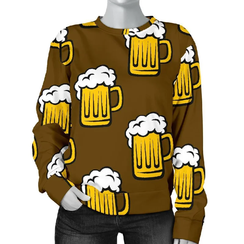 Beer Print Pattern Women's Sweatshirt Hoodie with Neon Bright Vibrant