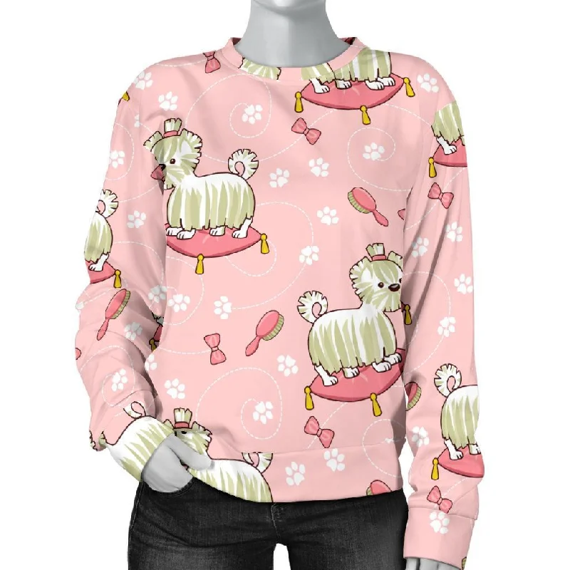 Bichon Frise Dog Pattern Print Women's Sweatshirt Hoodie with Mesh Breathable Sporty