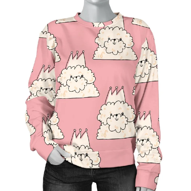 Bichon Frise Dog Print Pattern Women's Sweatshirt Hoodie with Camouflage Military Edgy