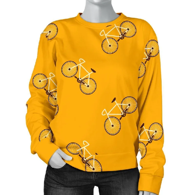 Bicycle Pattern Print Women's Sweatshirt Hoodie with Snap Buttons Easy Quick