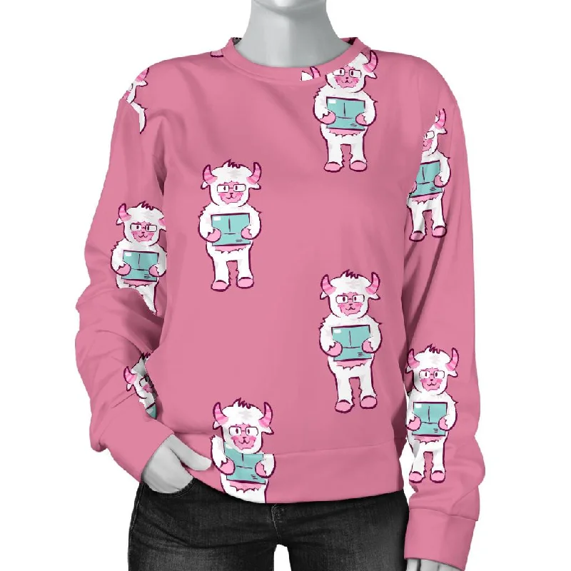Bigfoot Pattern Print Women's Sweatshirt Hoodie with Applique Textured Unique