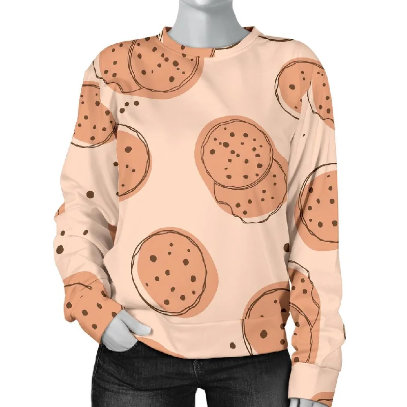 Biscuit Cookie Print Pattern Women's Sweatshirt Hoodie with Color Block Contrast Stylish