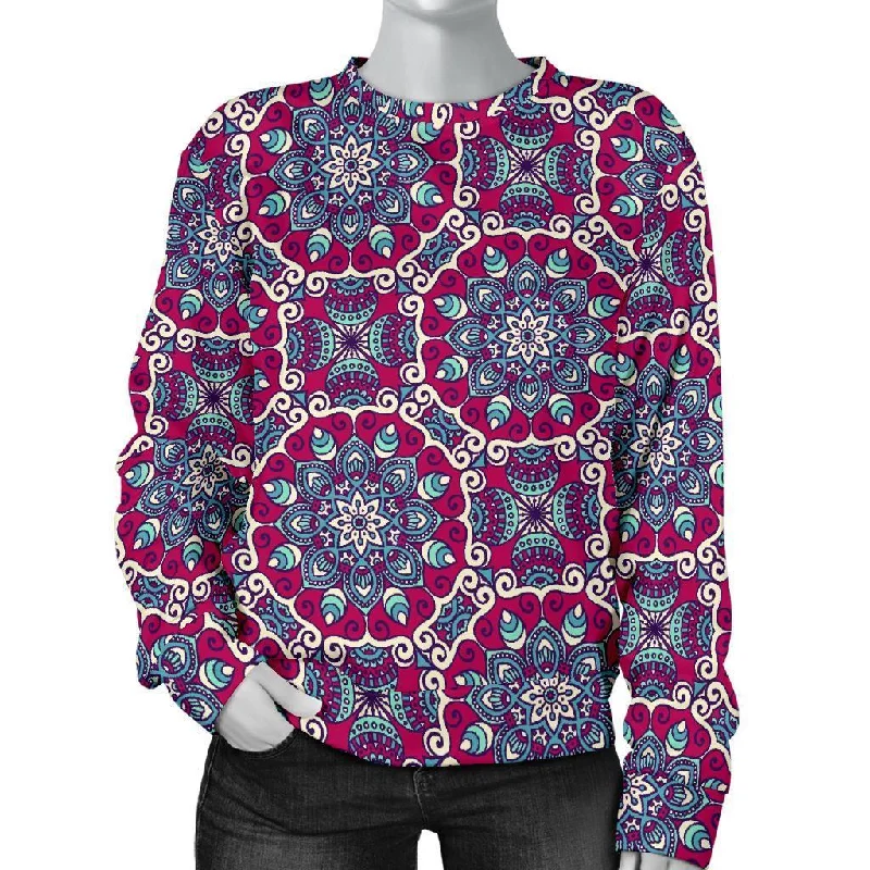 Bohemian Print Pattern Women's Sweatshirt Hoodie Crop Top Short Trendy