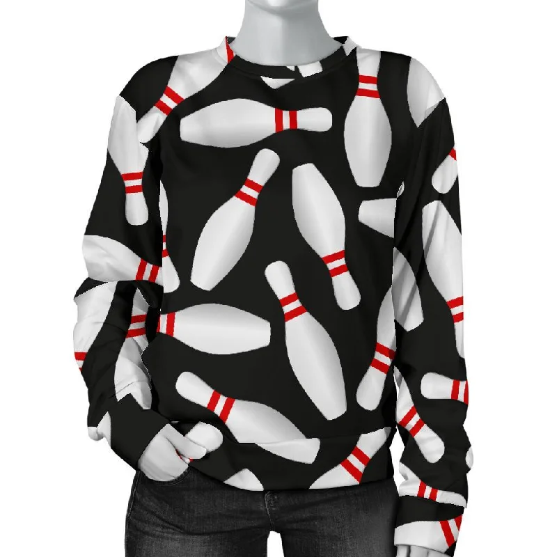 Bowling Print Pattern Women's Sweatshirt Hoodie with Oversized Fit Loose Comfortable