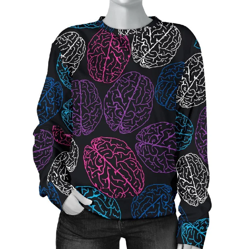Brain Pattern Print Women's Sweatshirt Hoodie with Relaxed Fit Easy Casual