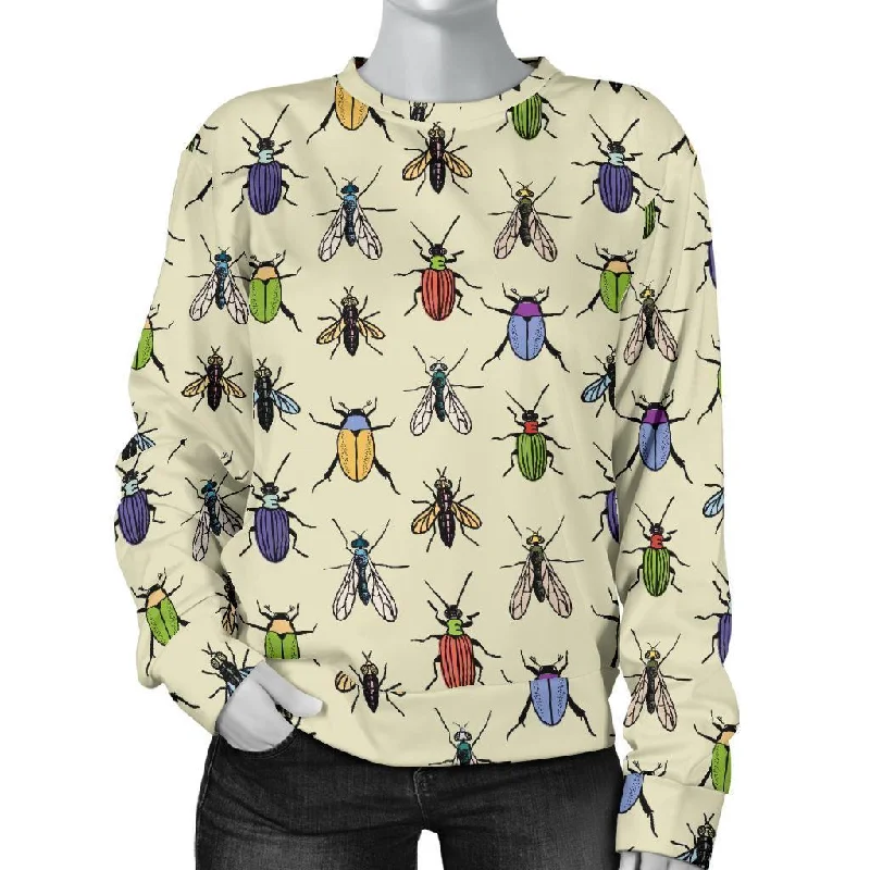 Bug Pattern Print Women's Sweatshirt Hoodie with Rhinestones Sparkly Elegant