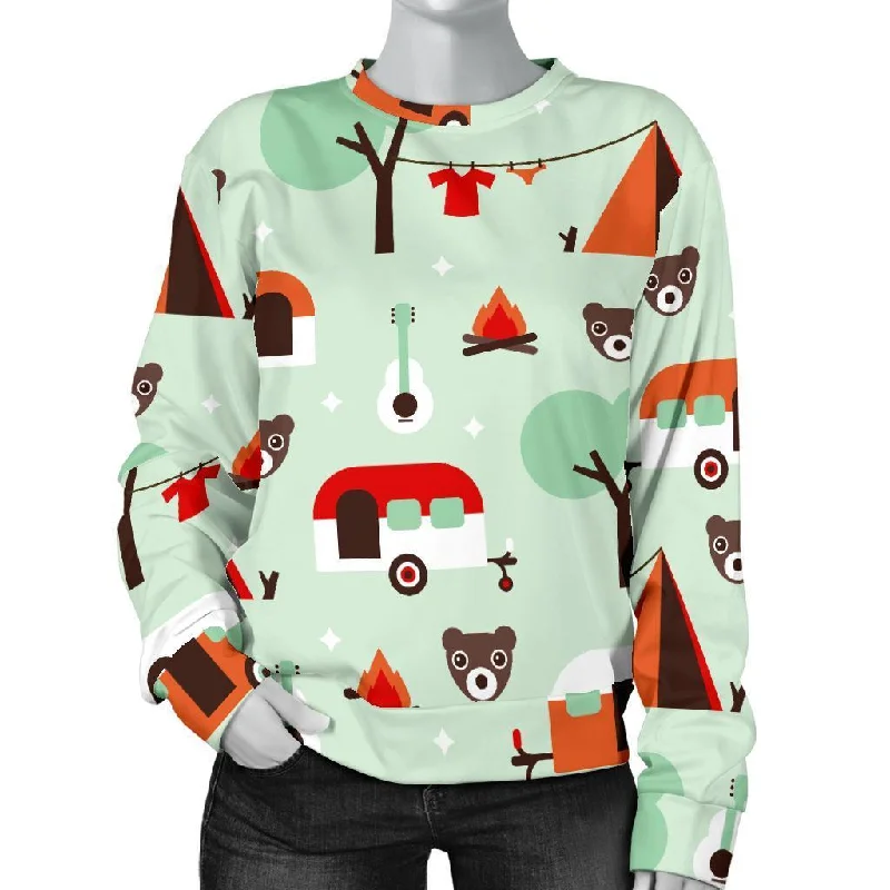 Camper Pattern Print Women's Sweatshirt Hoodie with Double Zipper Versatile Adjustable