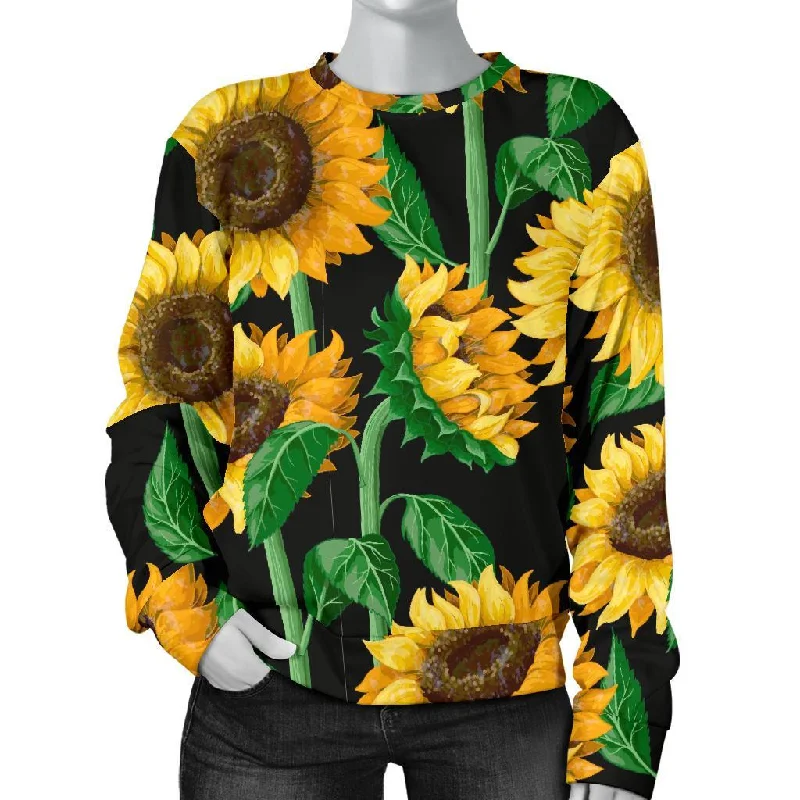 Cartoon Sunflower Pattern Print Women's Sweatshirt Hoodie with Relaxed Fit Easy Casual
