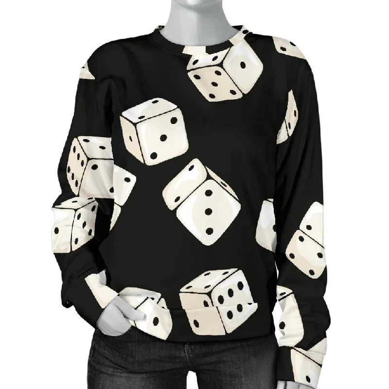 Casino Dice Pattern Print Women's Sweatshirt Hoodie with Oversized Fit Loose Comfortable