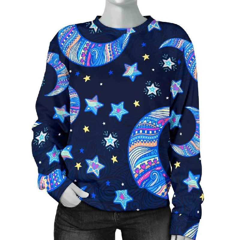 Celestial Pattern Print Women's Sweatshirt Hoodie with Earth Tones Natural Calm