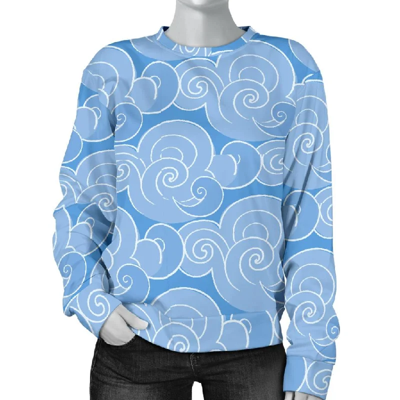 Cloud Pattern Print Women's Sweatshirt Hoodie with Monochrome Minimalist Simple