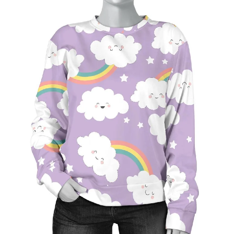 Cloud Smile Pattern Print Women's Sweatshirt Hoodie with Zipper Versatile Modern
