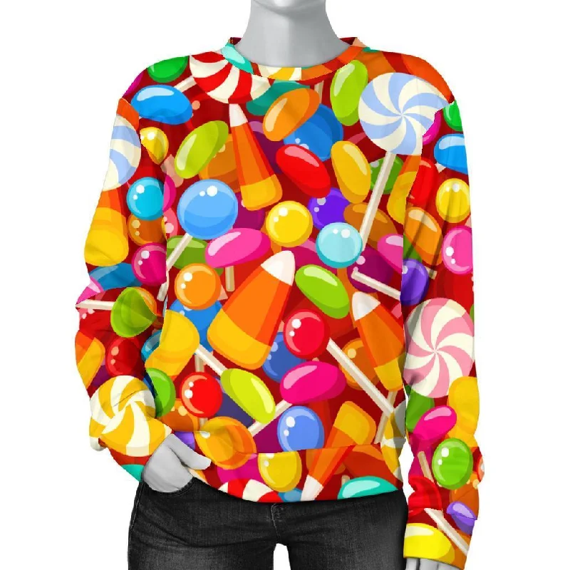 Colorful Candy Pattern Print Women's Sweatshirt Hoodie with Pocket Utility Practical