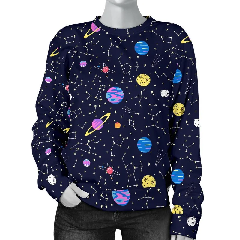 Constellation Planet Print Pattern Women's Sweatshirt Hooded Sweatshirt Casual Wear Street Style