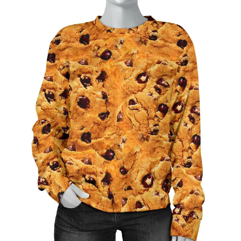 Cookie Biscuit Pattern Print Women's Sweatshirt Hoodie with Hem Applique Textured Unique