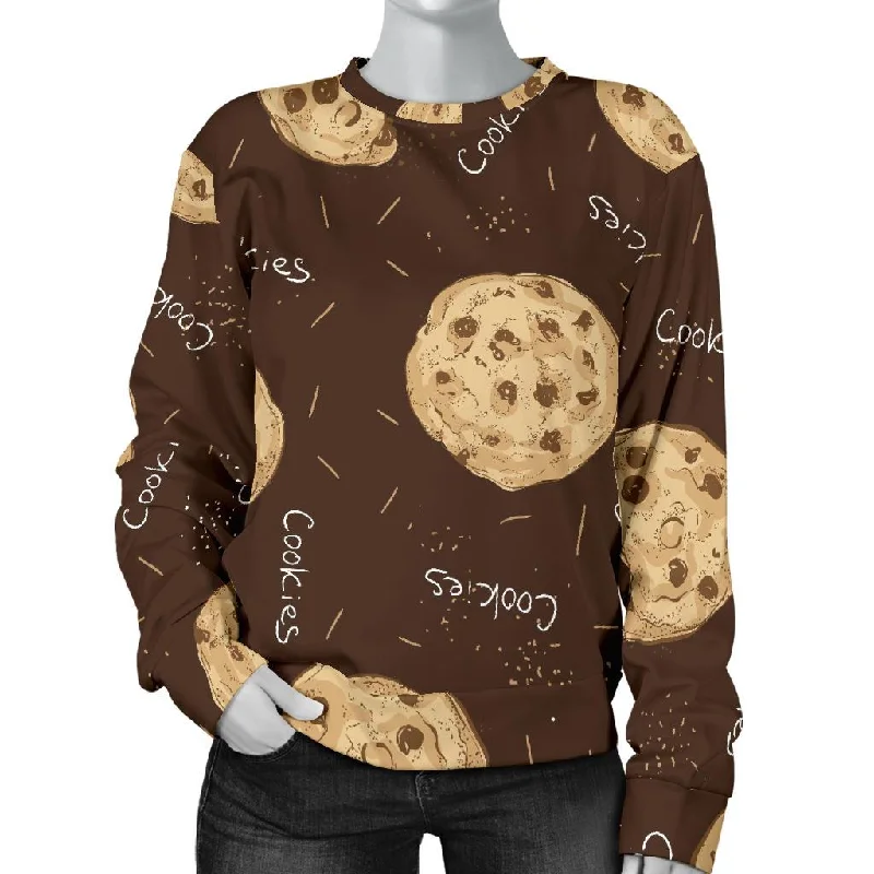 Cookie Pattern Print Women's Sweatshirt Hoodie with Hem Contrast Bold Stylish