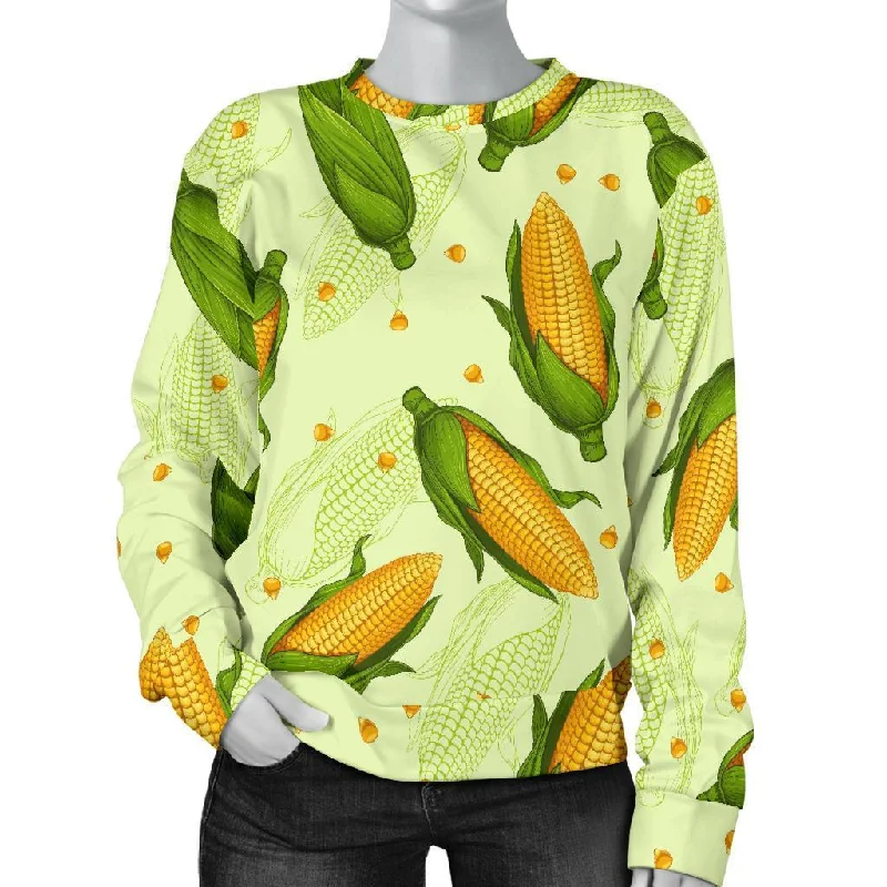 Corn Pattern Print Women's Sweatshirt Hoodie with Hem Detail Decorative Unique