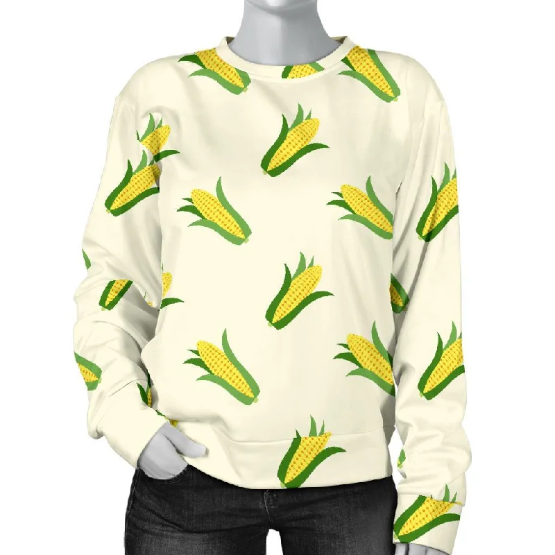 Corn Print Pattern Women's Sweatshirt Hoodie with Back Slit Movement Comfort