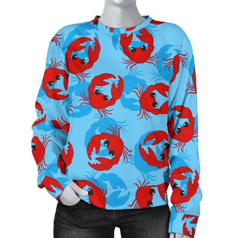 Crab Pattern Print Women's Sweatshirt Hoodie with Tied Waist Feminine Flattering