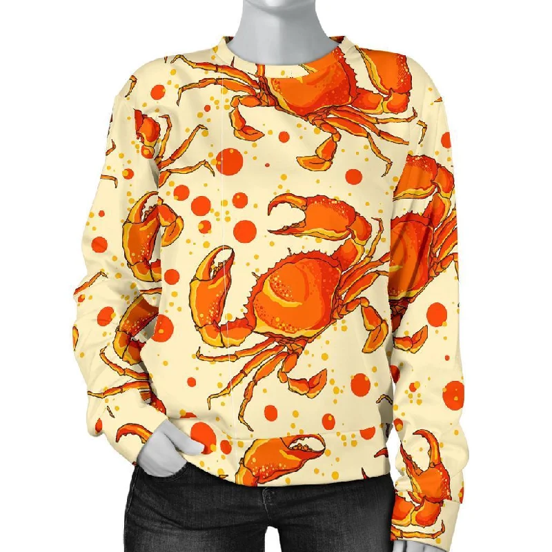 Crab Print Pattern Women's Sweatshirt Hoodie with Button Classic Timeless