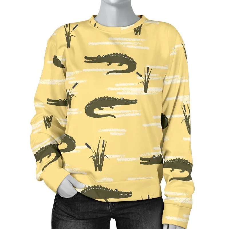 Crocodile River Print Pattern Women's Sweatshirt Hoodie with Velcro Closure Adjustable Secure