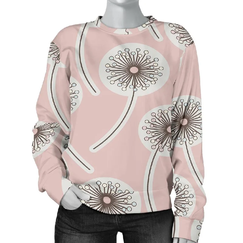 Dandelion Pattern Print Women's Sweatshirt Hoodie with Zipper Placket Modern Functional