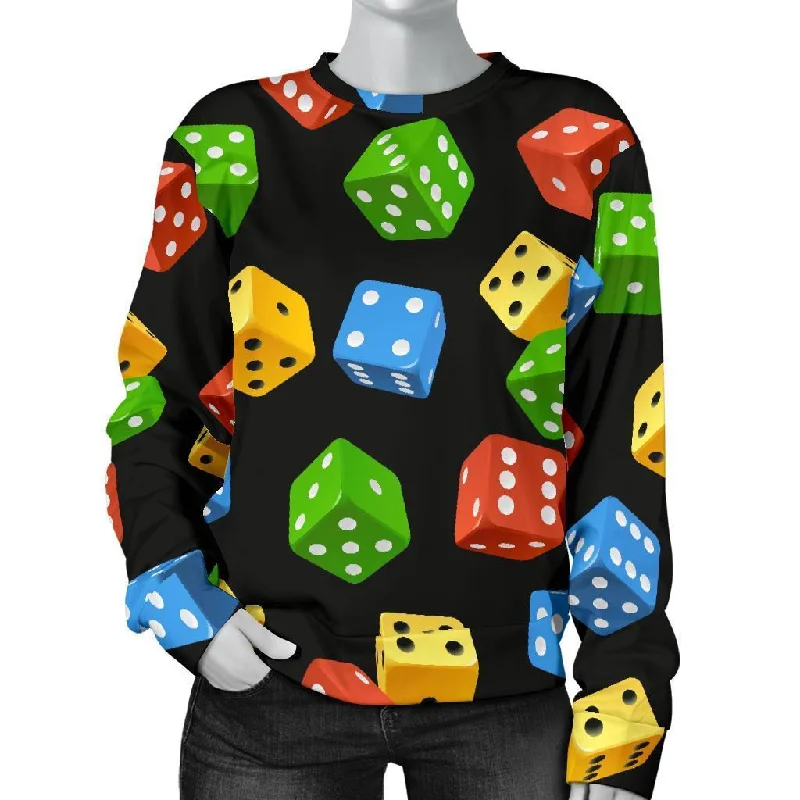 Dice Colorful Pattern Print Women's Sweatshirt Hoodie with Cropped Fit Short Trendy