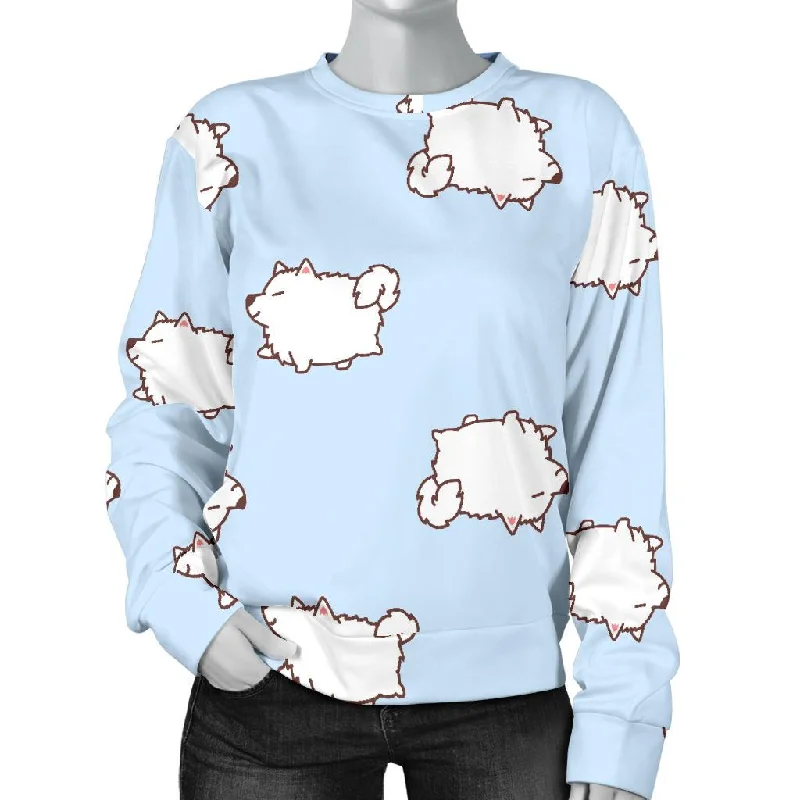 Dog Somoyed Pattern Print Women's Sweatshirt Hoodie with Relaxed Fit Easy Casual
