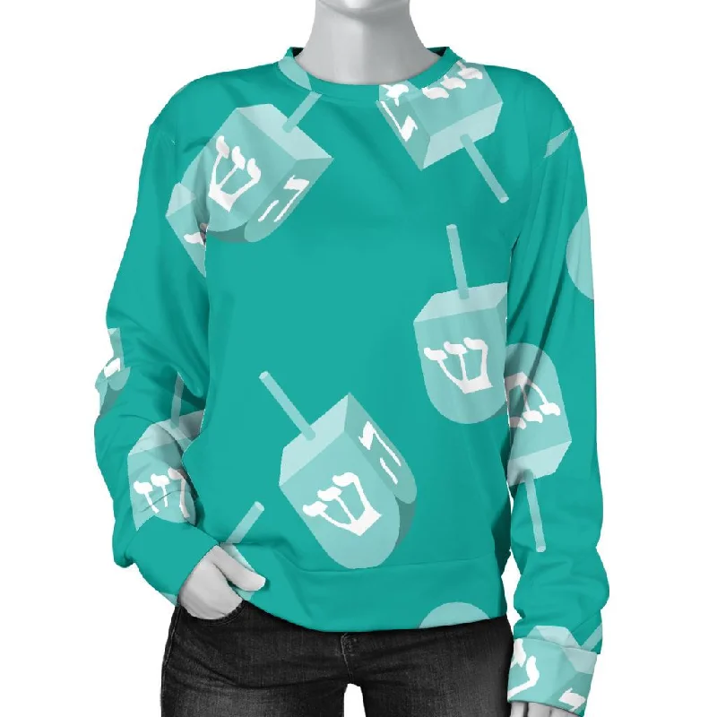 Dreidel Pattern Print Women's Sweatshirt Hoodie with Drawstring Waist Adjustable Fitted