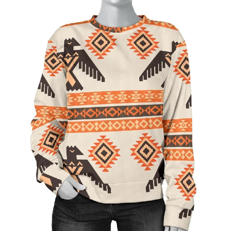 Eagle Aztec Print Pattern Women's Sweatshirt Hoodie with Lining Warm Insulated