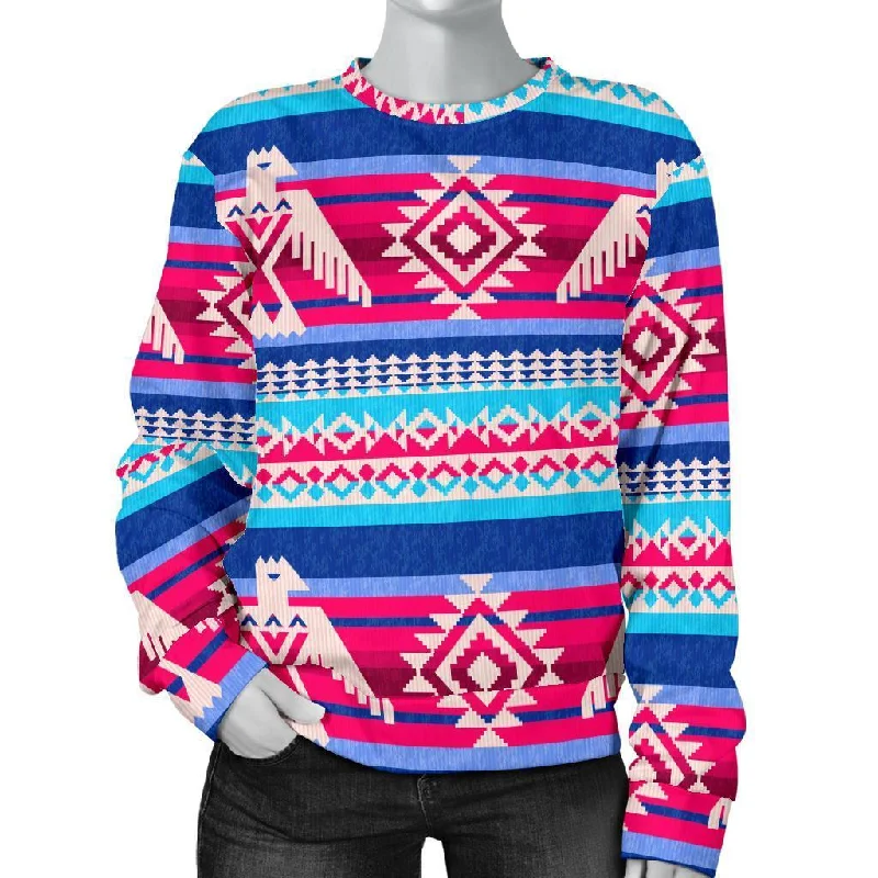 Eagle Native American Print Pattern Women's Sweatshirt Hoodie with Hidden Zipper Minimalist Clean
