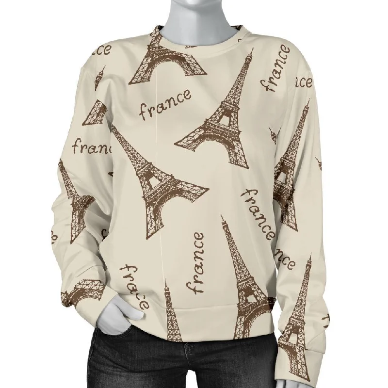 Eiffel Tower Pattern Print Women's Sweatshirt Hoodie with Slim Fit Tailored Modern