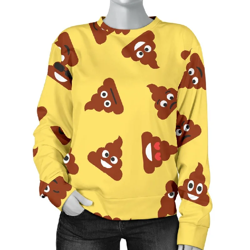 Emoji Poop Print Pattern Women's Sweatshirt Hoodie with Mesh Breathable Sporty