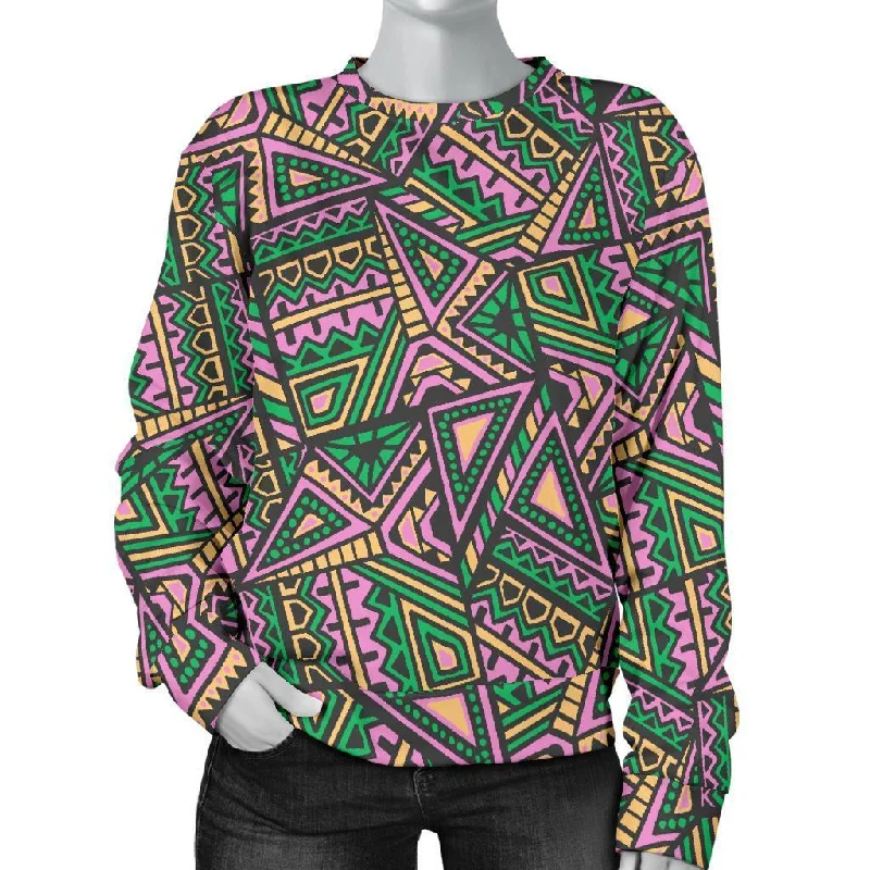 Ethnic Pink Print Pattern Women's Sweatshirt Hoodie with Pocket Utility Practical