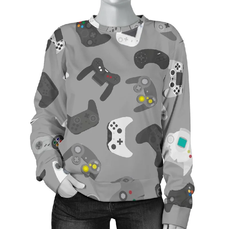 Gaming Joystick Print Pattern Women's Sweatshirt Hoodie with Relaxed Fit Easy Casual