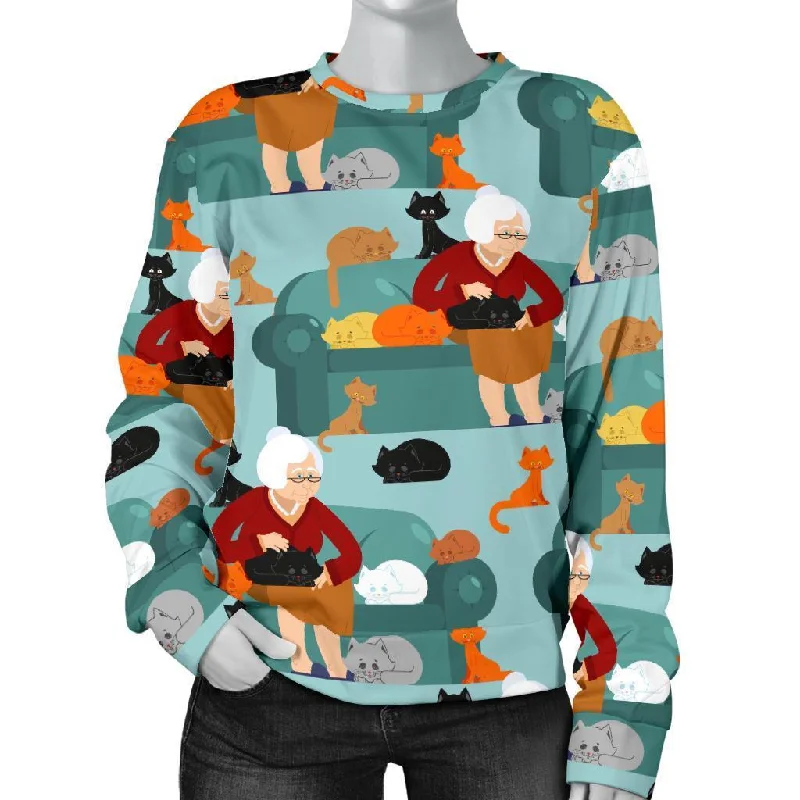 Grandma Nana Pattern Print Women's Sweatshirt Hoodie with Turtle Neck Cozy Winter