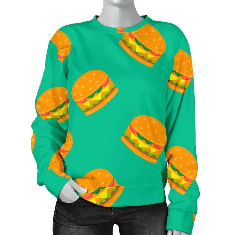 Hamburger Pastel Pattern Print Women's Sweatshirt Hoodie with Mesh Breathable Sporty