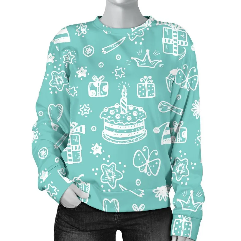 Happy Birthday Print Pattern Women's Sweatshirt Hoodie with Print Artistic Unique